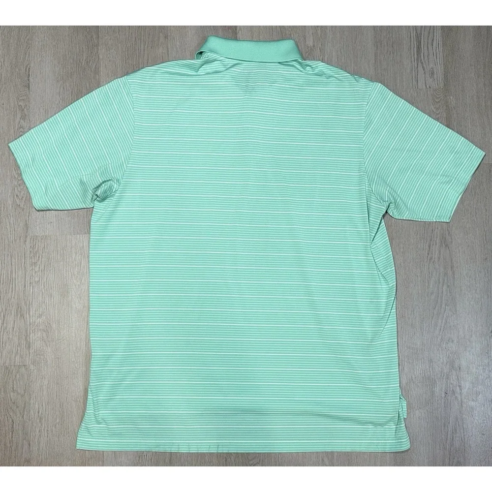 Adidas Golf Climalite Polo Shirt Mens Size 2XL Green Striped Performance Wicking